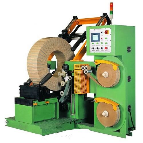 Vertical steel coil wrapping machine