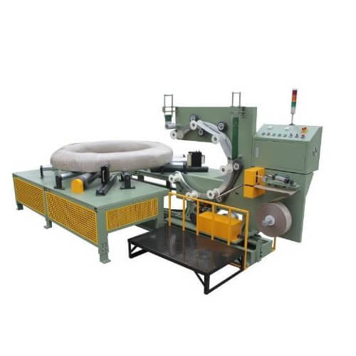 Extended wire coil stretch wrapper