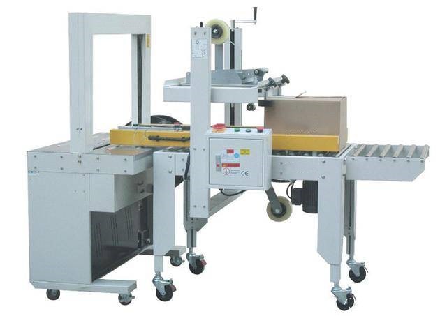 box tape sealing machine integrated with strapping machine-min